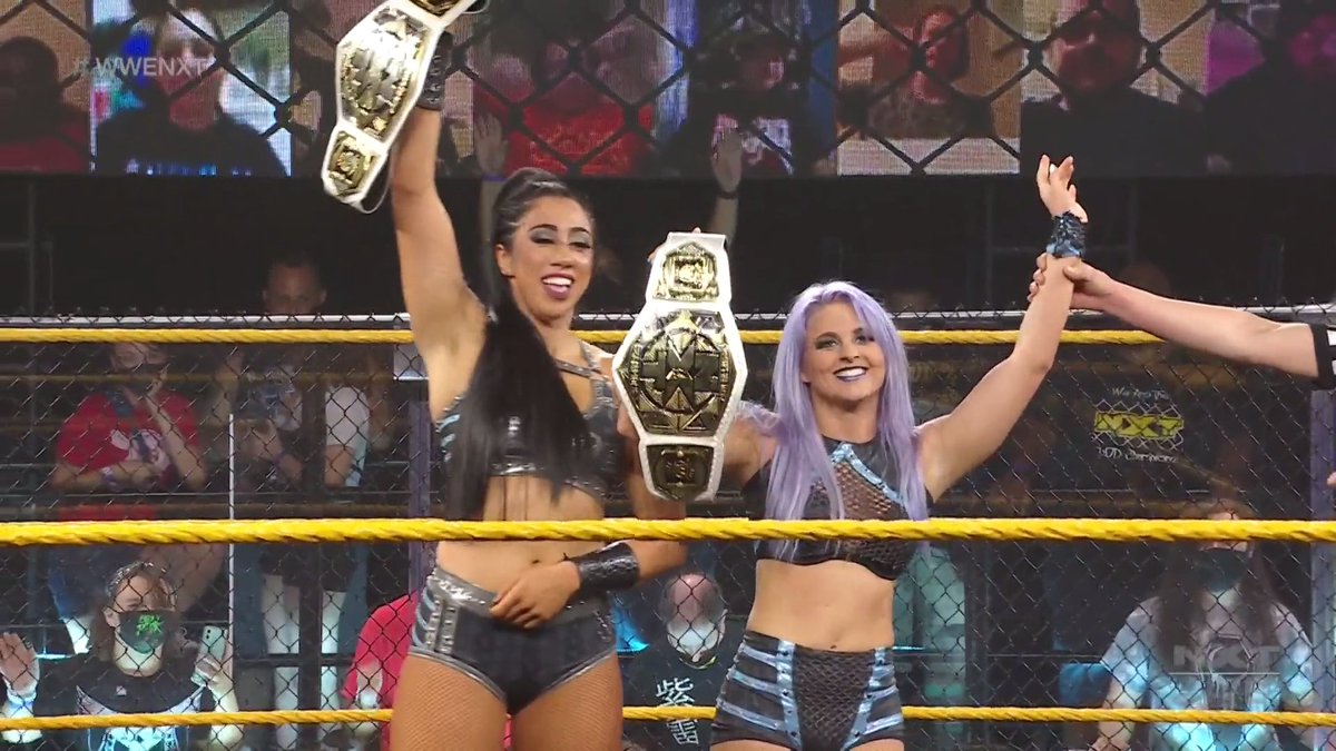 WWENXT's tweet image. .@indi_hartwell may have a broken heart💔 , but she also has a victory with fellow #WWENXT #TagTeamChampion @CandiceLeRae against @ZoeyStarkWWE &amp;amp; @ZaydaRamierWWE!