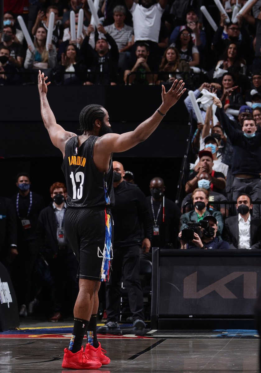 BrooklynNets's tweet photo. James Harden has the 11th Triple-Double in Nets playoff history 👏👏👏 https://t.co/sMrRZtEM1f