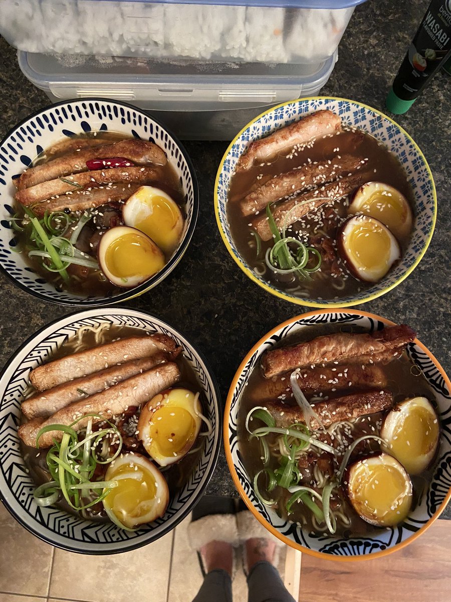 _swamphag's tweet photo. Grateful for a lovely evening with friends hosting my first dinner party in over a year &amp; first time making ramen- recipe courtesy of @sortedfood  @JamieSpafford ‘s not so instant ramen 🍜 https://t.co/otMHWLE730