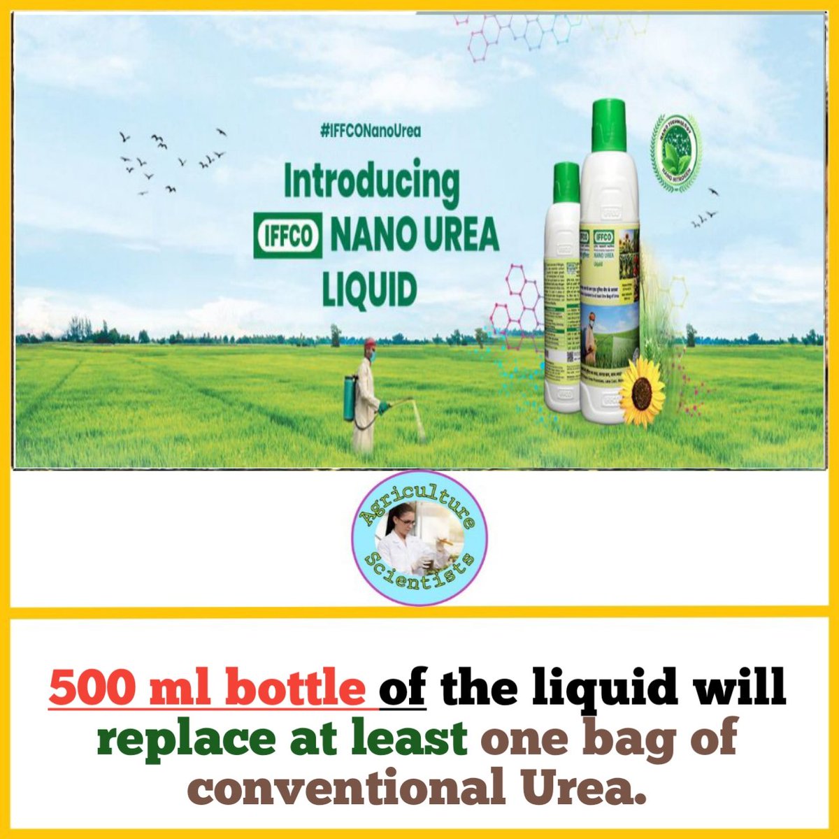 Akash96038000's tweet photo. #IFFCO introduces the world’s 1st Nano Urea Liquid. 

#IFFCONanoUrea #IFFCONano #NanoUrea #Sustainability #Nanofertilizer https://t.co/jeI1SDZfZR