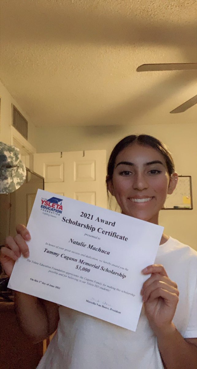 natalie_machuca's tweet photo. Thank you so much to Mr. and Mrs. Cagann and the Ysleta Education Foundation for this opportunity. I am beyond blessed and can’t wait to continue my educational at Texas A&amp;M this fall. 💙🧡@yef4education #FulfilingDreams #riverside4ever @RangersGoCenter https://t.co/5X7M24qqax