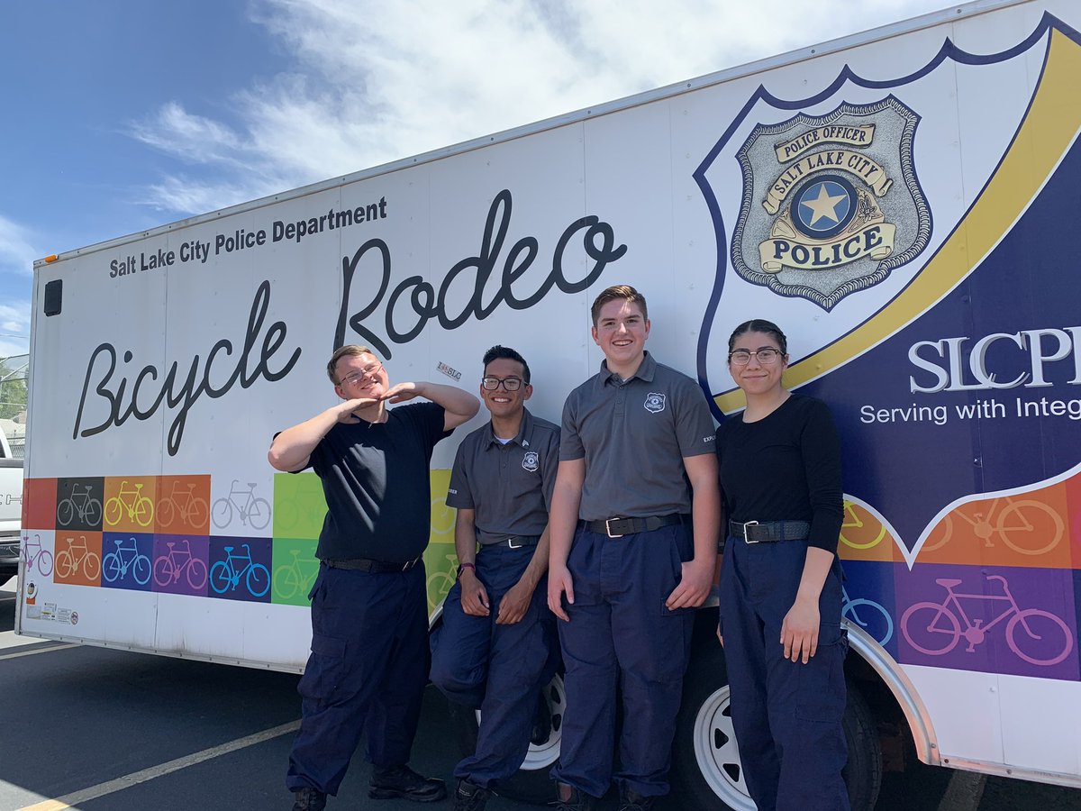 slcpd's tweet photo. After missing all of 2020 due to Covid, #BikeRodeos are back! We had a great time teaching bicycle safety and handing out helmets to kids this morning! We’ll have more bike rodeos later this summer, look for us! https://t.co/dWzg1wiTyT