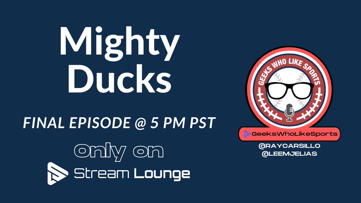 streamloungeio's tweet photo. It’s the final episode of #mightyducks on Stream Lounge. Join the men, the myths, THE LEGENDS @RayCarsillo & @LeeMJElias from the @GWLSpodcast at 5PM PST on our app!
To download the app visit https://t.co/FmJSdFVn5I
#seriesfinale #stream #broadcaster #SL #golive #getperks https://t.co/AtlwMDrbnh