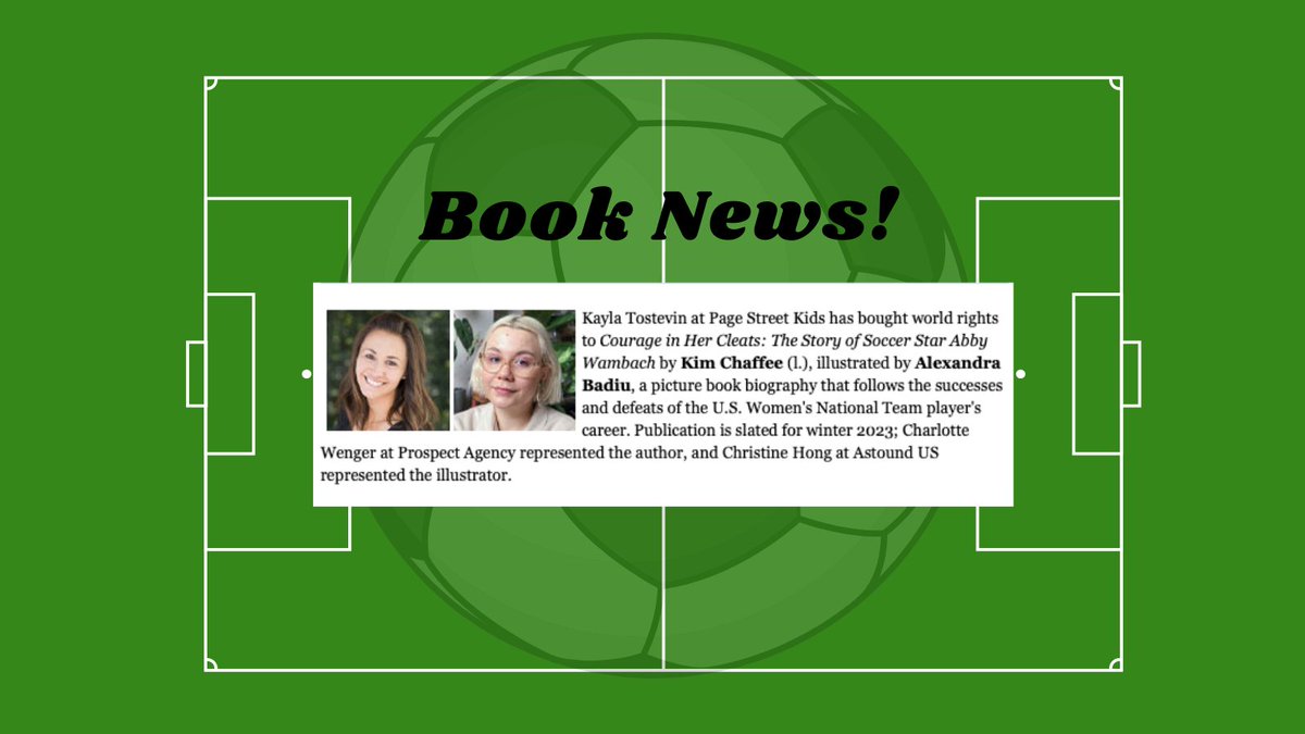 Kim_Chaffee's tweet image. It's officially official! Courage in Her Cleats is coming in 2023! I'm so excited to be publishing a biography about another strong female athlete that all kids can look up to! The amazingly talented Alexandra Badiu is illustrating! @WilbursBF_Char @ktostevinbooks @PageStreetKids