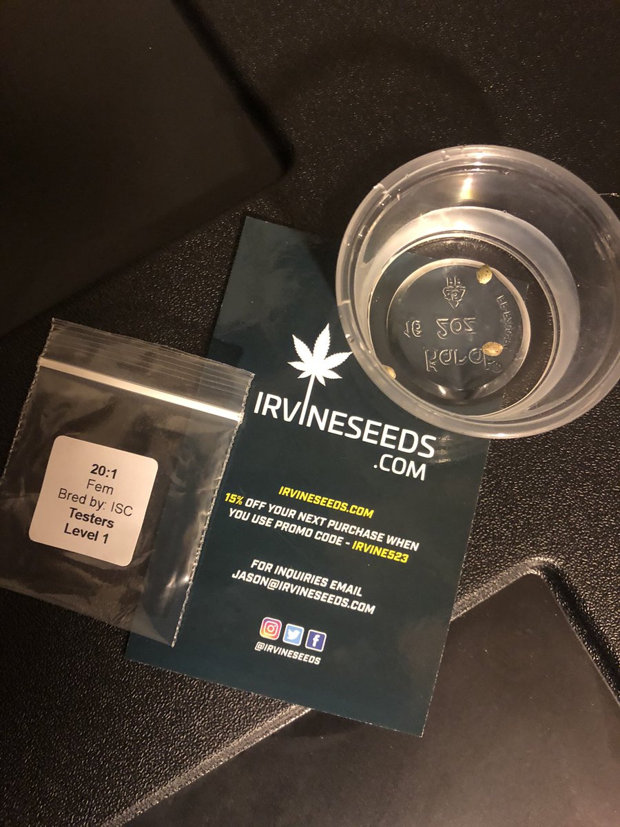 Next up:

20:1 - another FREE @irvineseeds tester.  Looking forward to having a stash of CBD! @heknowsgrows #irvinearmy #CannabisCommunity #Mmemberville #girlswhogrow #growyourown