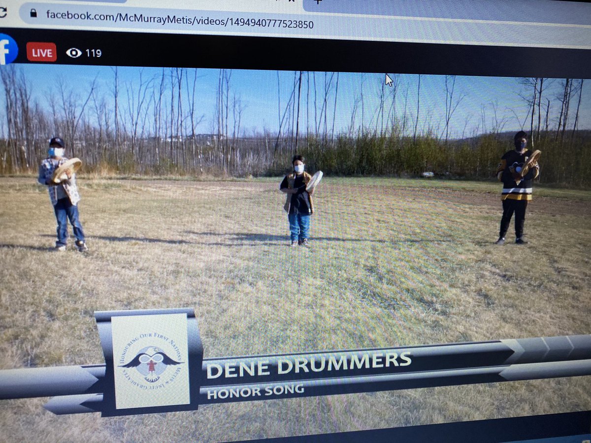 FMPSD's tweet photo. Dene Drummers - Honour Song.  @JTurner_RPsych @annaleeskinner @indigenousFMPSD #ymm @FortTcoa https://t.co/uNyqoC01vk