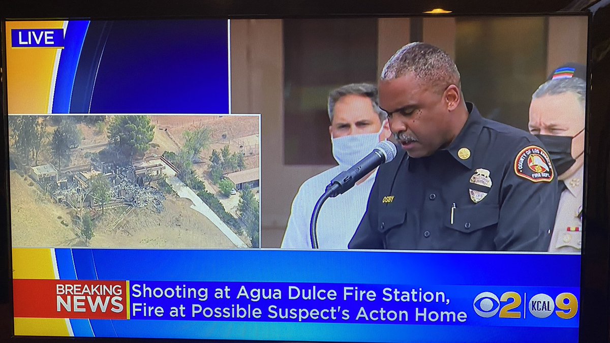 Now: LACoFD Chief Daryl Osby says a 44-year-old firefighter specialist died in today’s shooting at the fire station in Agua Dulce. | @CBSLA https://t.co/cXWtWiJc6x