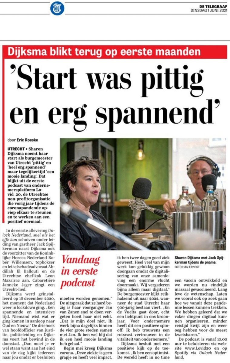 EricRoeske's tweet photo. In de 1e Lovid_20 podcast was burgemeester Sharon Dijksma het stralend middelpunt. Bij Jack Spijkerman schoven  @KHN-voorzitter Robér Willemsen, topbokser en letselschadeadvocaat Abdillah El Ballouti en chef-kok Leon Mazairac aan. En Janneke Jager zong
https://t.co/ej9Da0kjLB https://t.co/gCM1hOpupH