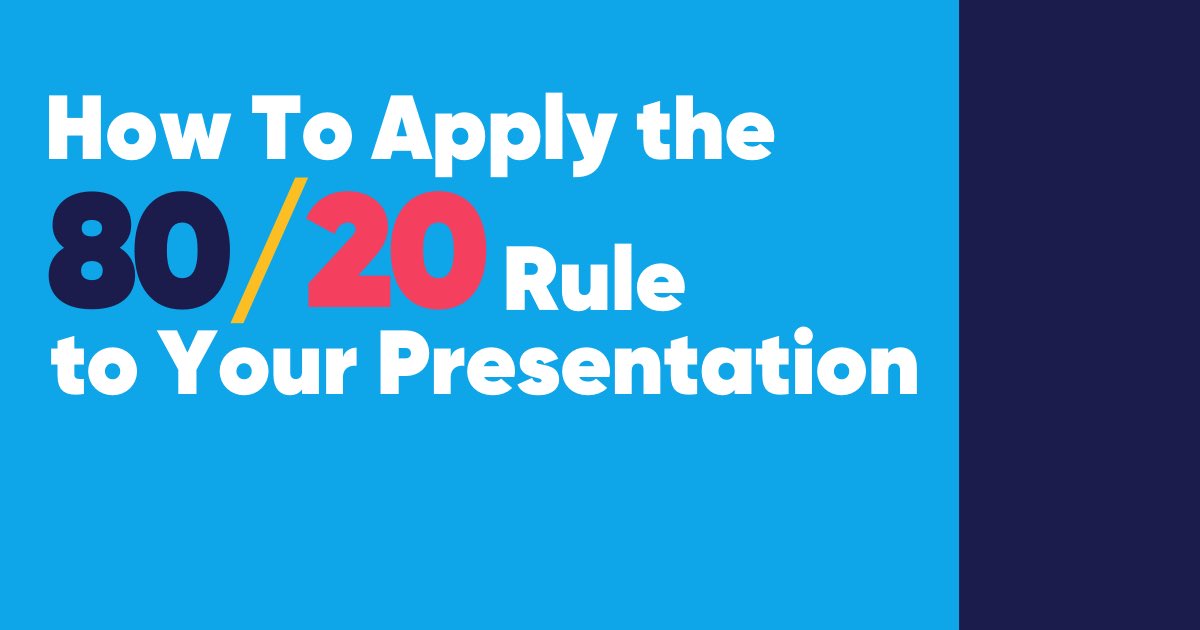 In order to use the 80/20 rule with your presentations, you have to know what makes the biggest impact on your audience. And you have to know how that relates to your goals. Presentations usually fall into one of 3 standard categories…