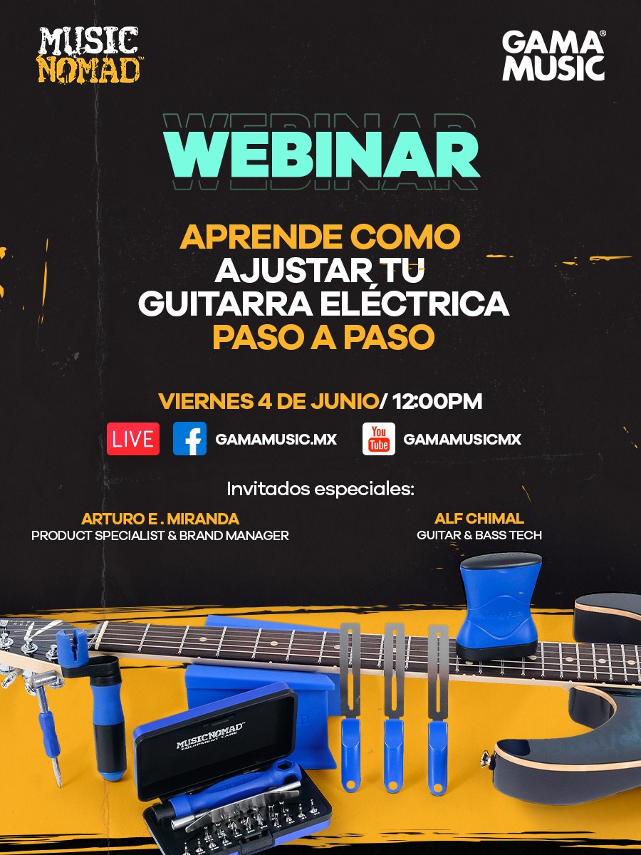 Tenemos un nuevo webinar para ustedes.
Gama Music los invita a un nuevo LIVE con los productos #musicnomad

Este viernes 4 de junio por Facebook y Youtube.
facebook.com/gamamusic.mx
