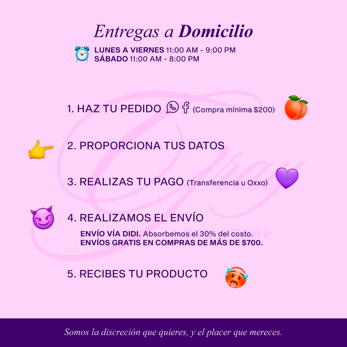 GrayLoveStore's tweet image. 💜 FORMAS DE COMPRA:
- En la ciudad de Querétaro tenemos mas de 25 puntos de entregas 🚲 y envíos a domicilio 🏠
- Envios a todo Mexico 📦

Catalogo
graylovestore.com/tienda
📱 Pedidos Whatsapp
wa.me/524461357747
#SexShop #GrayLoveStore #Queretaro #Sexo #placer #orgasmo