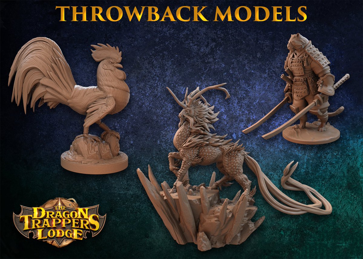 This months throwback models are Choto, the Kirin, and Tengashi! These fit the theme for this month really well! Stay tuned, the release will be out soon!
​​#dragontrapperslodge #3dprinting #3dprintable #dnd #dungeonsanddragons #miniatures #fantasy