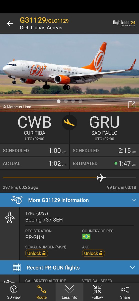 Plane7700's tweet photo. Emergency
7700
#G31129 GOL Linhas Aereas
Curitiba ➡️ Sao Paulo https://t.co/VKsBsVCvmo