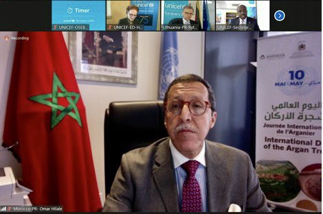 Morocco_UN's tweet photo. Ambassador #Omar_Hilale: As we are going through the #Decade of #Action, we welcome the targets set by UNICEF using #COVID19 context to make its action more #agile, #forward_looking, embracing #innovation, #technology and new approaches to accelerate #results. https://t.co/9qcnn4J1uD