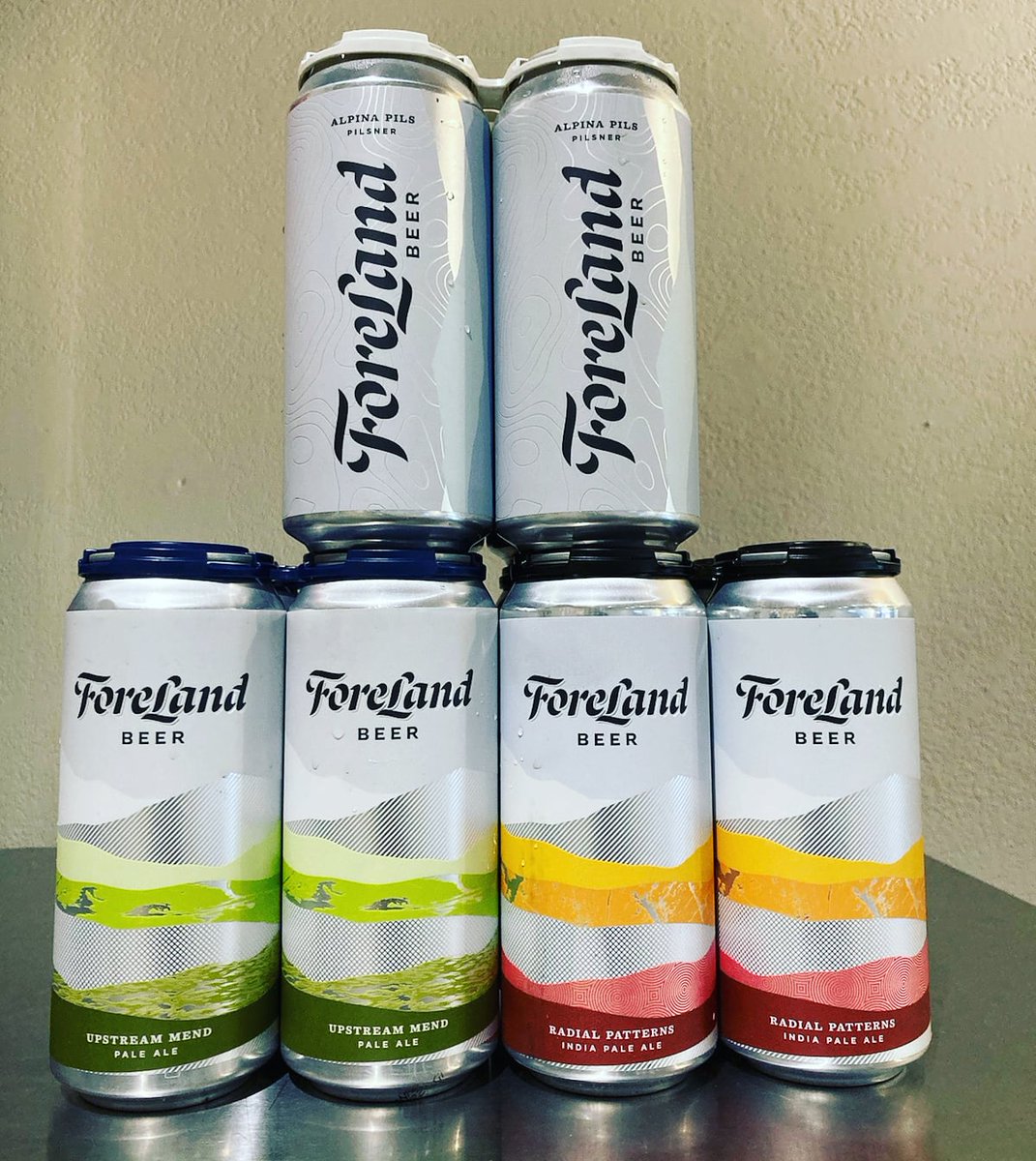 #ForeLandBeer Alpine Pils, Upstream Mend &amp; Radial Pattern cans now available! 🍻