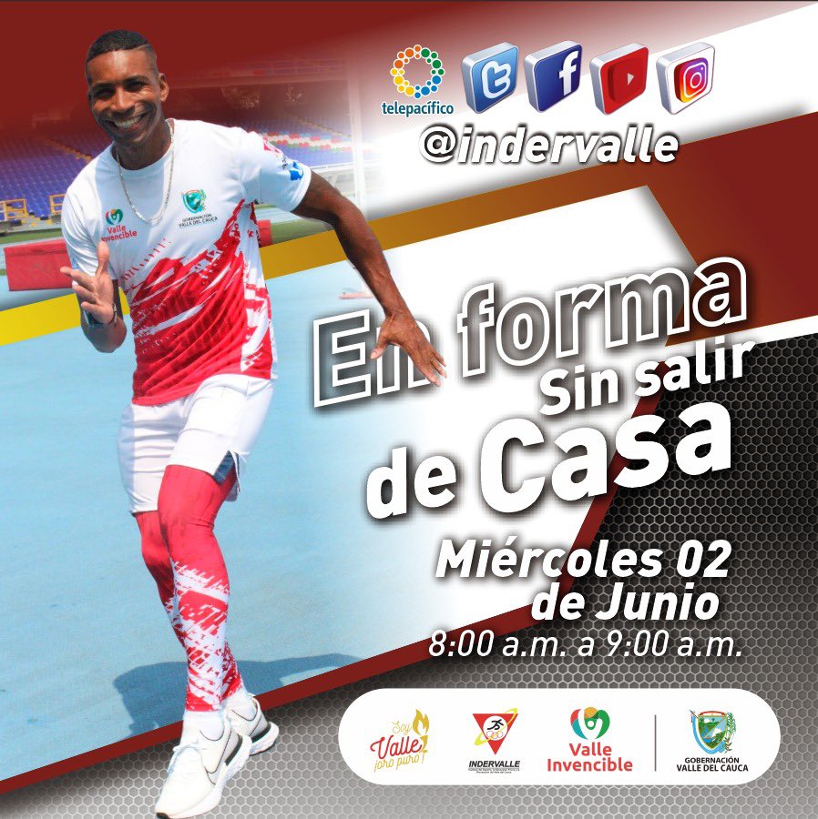 Indervalle's tweet photo. 3, 2, 1… alista un bastón 🦯 , prepárate para mover tu cuerpo y tirar paso 🎉💃🕺al ritmo de una rumba 🎶 aeróbica ¡Todo porque es miércoles y el cuerpo lo sabe!
#SeguimosEnForma desde las 8:00 a.m 🕗 por Teléfono 📺 y las redes sociales de Indervalle. https://t.co/qnI38Y1g6Z
