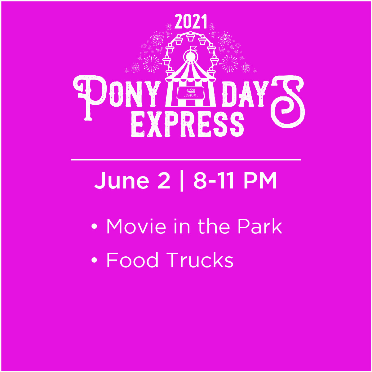 We definitely want to see you there. Join us tomorrow night for a movie in the park at Silverlake Amphitheater. We'll have food trucks available. 