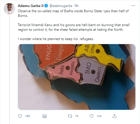 Biafra map is less than half of Borno”- Adamu Garba