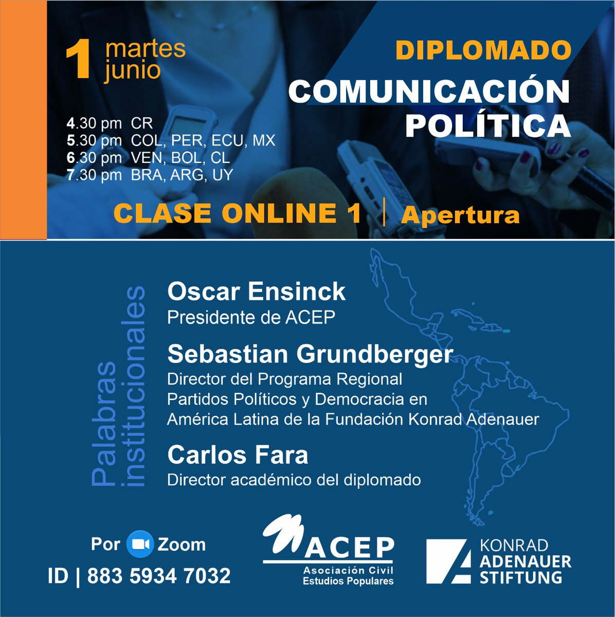 GonzalezDiazOk_'s tweet photo. Comenzando la 1er clase online del Diplomado Virtual en Comunicación Política 2021 en su 7ma edición. Una propuesta académica del Programa Regional Partidos Políticos y Democracia en América Latina de la @kasmontevideo y @acepnacional
 
@OscarEnsinck  
@carlosfara 
#Capacitarse https://t.co/96wfBobfHs