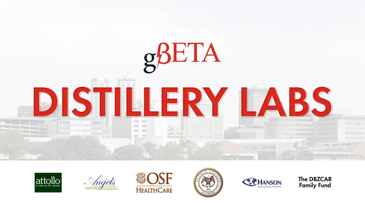 Hey Peoria, there's a new startup program in town thanks to the support of <a href="/Distillery_Labs/">Distillery Labs</a>, Attollo, <a href="/OSFHealthCare/">OSF HealthCare</a>, <a href="/peoriacounty/">Peoria County Government</a>, Hanson Professional Services Inc., <a href="/gener8tor/">gener8tor</a> &amp; Central Illinois Angels Inc. Check it out: prn.to/3uIo9xi #gBETAstartups #peoria