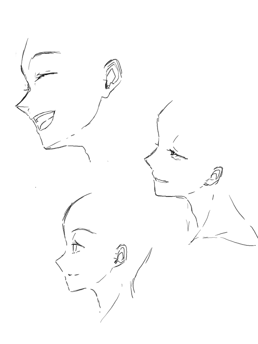 横顔を描く練習をしました 