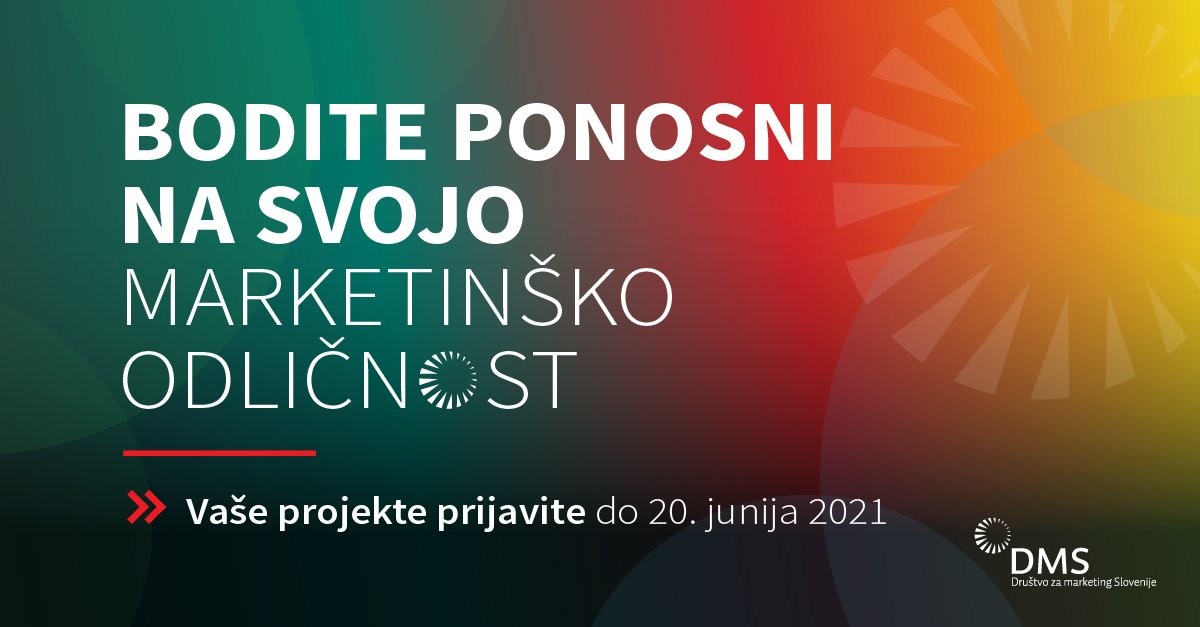 Nagrada [MARKETINŠKA ODLIČNOST] je odlična priložnost, da marketing izpostavi svojo vrednost tudi izven okvirjev marketinške stroke. 
Vabljeni k prijavi svojih odličnih projektov ➡ bit.ly/2ToKenH