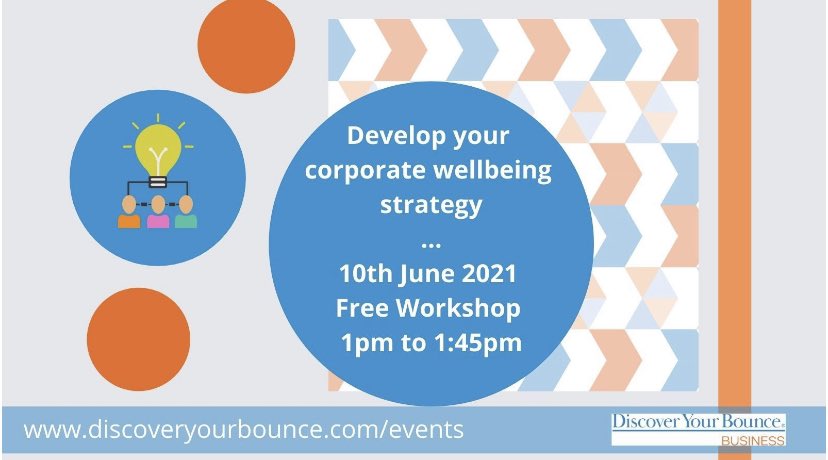 Our next free wellbeing workshop is next week. Booking link discoveryourbounce.com/events