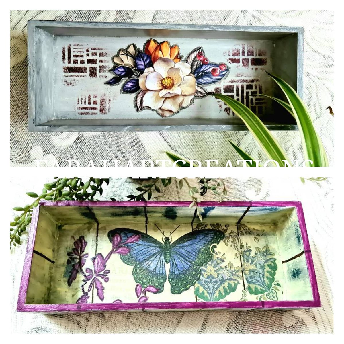 Another addition to the narrow tray collection. Presenting Handcrafted trays for your daily needs. 
Size 10.5x4x1.75 inches
For orders pl message directly.
#farahartcreations #trays #traydecor #handmadetrays #handpaintedtrays #customisedgiftsonline #handmadegifts #customisedgifts
