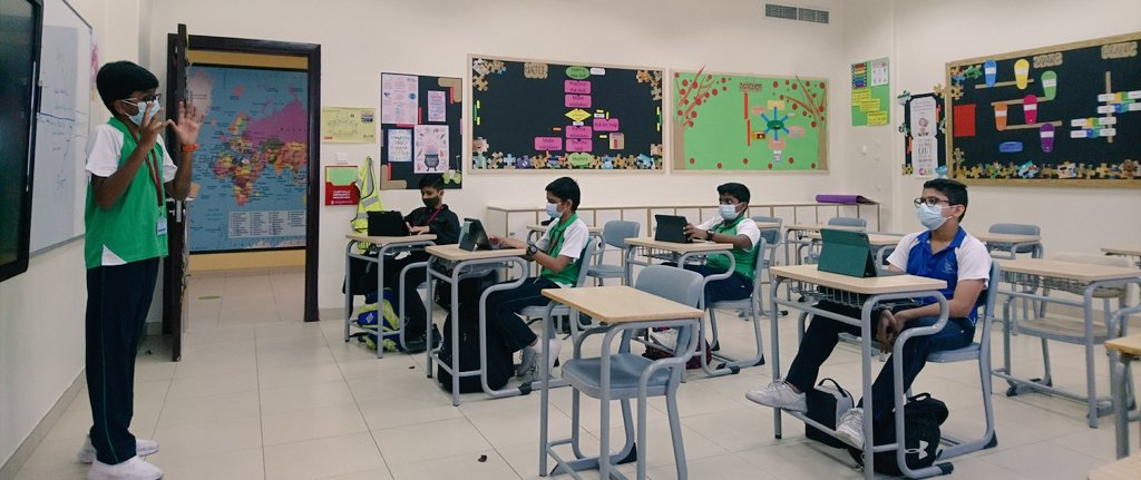 StellaLadislaus's tweet photo. For good ideas and true innovation, you need effective interaction, argument, debate. Garde 7C students @nmsmiddleschool engage themselves in a debate session on #GeometryinLife during #MathWeek @gemsnms_alkhail @Fatima_Martin @pallavi_p23 @michael_merin @ChristineDeNor1 https://t.co/0YWmn28ILT
