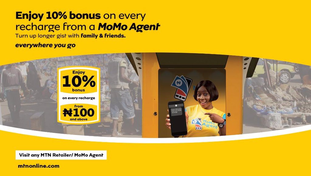 WarriUpdate's tweet photo. Did you know that you enjoy 10% bonus on every recharge from a #momoagent?
Now you know, go and enjoy! https://t.co/tdT52XSQVj
