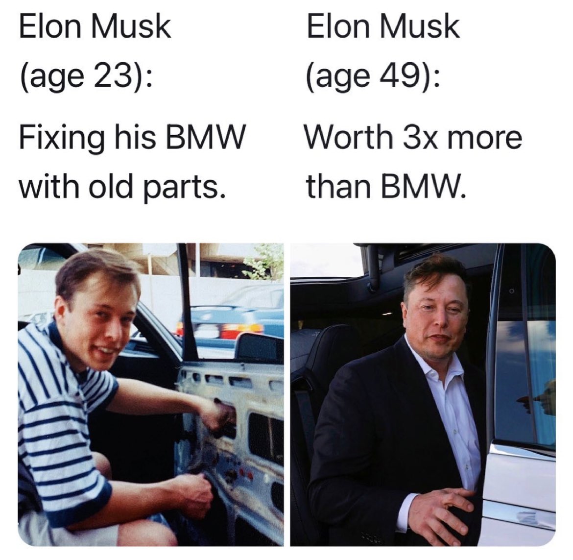 Never give up or let someone tell you that you can’t do something. If you see a problem tackle it. Very cool to see <a href="/elonmusk/">Elon Musk</a>’s story.