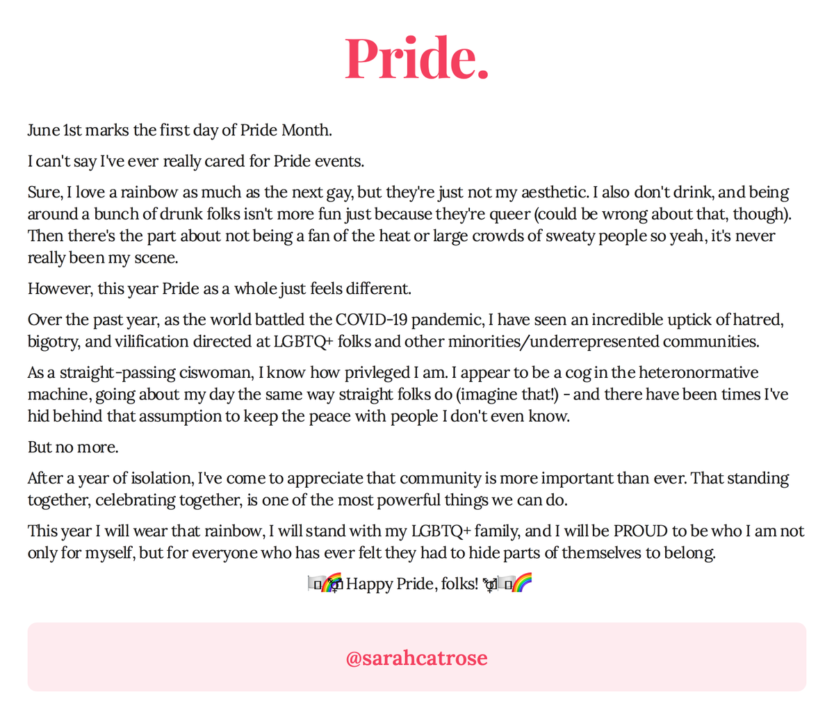 SarahCatRose's tweet photo. Happy #pride y'all! 🏳️‍🌈🏳️‍⚧️💗

#ship30for30 Day 18. https://t.co/Xq7otVqwhS