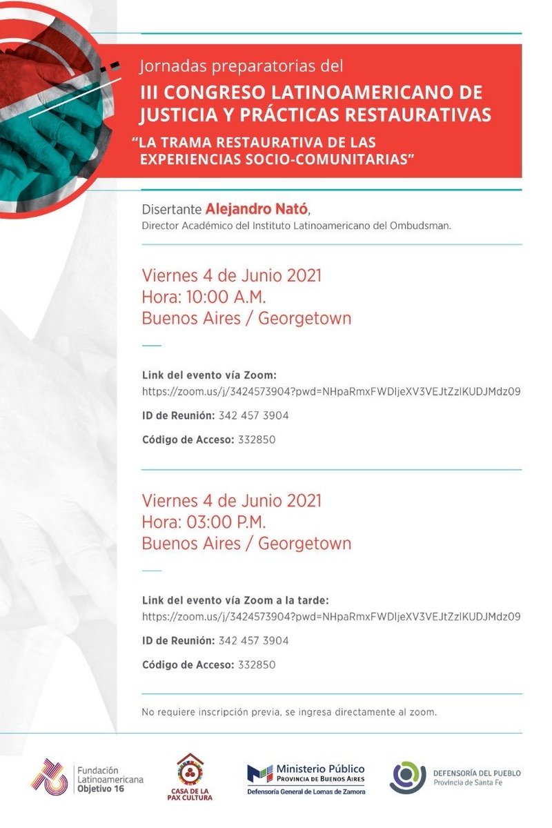 Este viernes jornada del precongreso de Justicia Restaurativa.