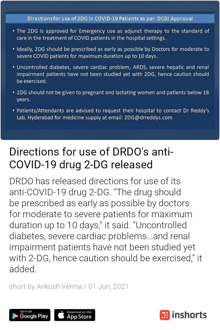 Tabomics1's tweet photo. Direction for use of DRDO's anti covid drug 2-DG

#DRDO #2dgmedicine #2DG #Covid19IndiaHelp 

Follow us: https://t.co/0ARxyxcyXw https://t.co/SCm3vDvpdX
