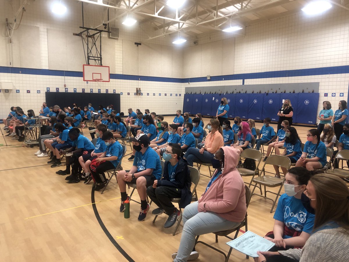 SaglePrin's tweet photo. Congratulations 5th graders!  As Winnie the Pooh says, “How lucky am I to have have something that makes saying goodbye so hard.”  💙🐻 https://t.co/KN32bKm4A6