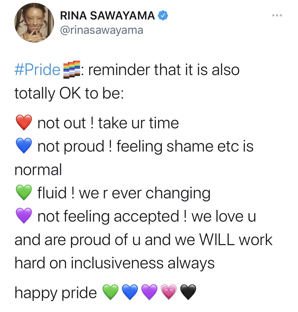 moviesmusic_th_'s tweet photo. Rina Sawayama พูดถึง #Pride ว่ามันโอเคถ้า
❤️ ยังไม่ come out! ใช้เวลาตามสบายเลย
💙 ไม่ภูมิใจ! เพราะการรู้สึกอับอายหรืออื่นๆเป็นเรื่องปกติ
💚 fluid! เพราะเราเปลี่ยนไปได้เสมอ
💜 รู้สึกไม่เป็นที่ยอมรับ! เรารักและภูมิใจในตัวคุณและเราจะพยายามอย่างหนักเสมอเพื่อ inclusiveness https://t.co/0D9u9EzOd5