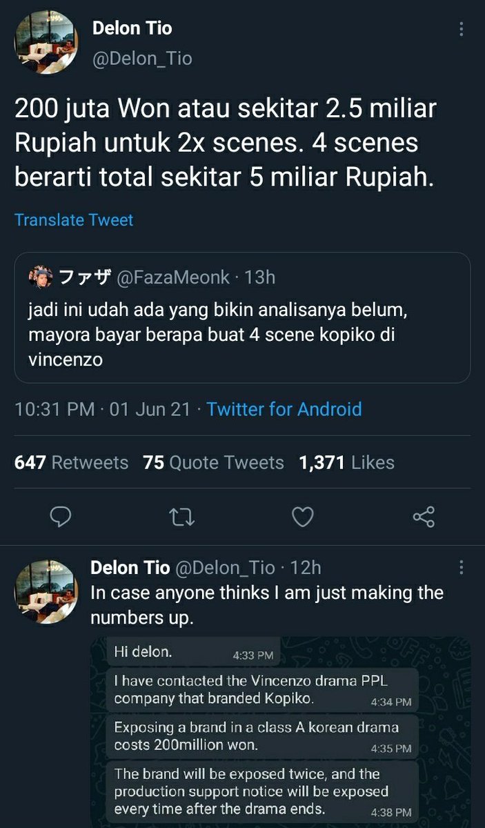 •kdm• buat yg penasaran berapa bayaran utk ppl kopiko di vincenzo kemaren 🤑