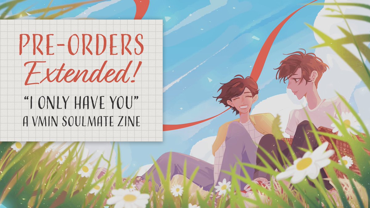 vmin_zine's tweet photo. ⭐️ Pre-Orders Extended Until June 8th 🌙

In order to give people a little more time, we've decided to extend pre-orders for "I Only Have You," a #vmin soulmate zine for one more week!

🌸 Main Store: https://t.co/4CefqBmPso
🌸 UK Store: https://t.co/euKF4YJZUc https://t.co/YUAA4lGfzt