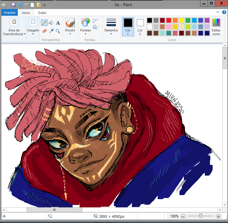 mikhasso's tweet photo. reimaginei o itadori | sukuna no paint e acho que vou refazer melhor depois no firealpaca por motivos de: amei, porém POXA PAINT, EU QUERIA UMAS CAMADAS POXA

(pela primeira vez eu fiquei com preguiça de detalhar o cabelo ihu) https://t.co/c2TIk4f0De