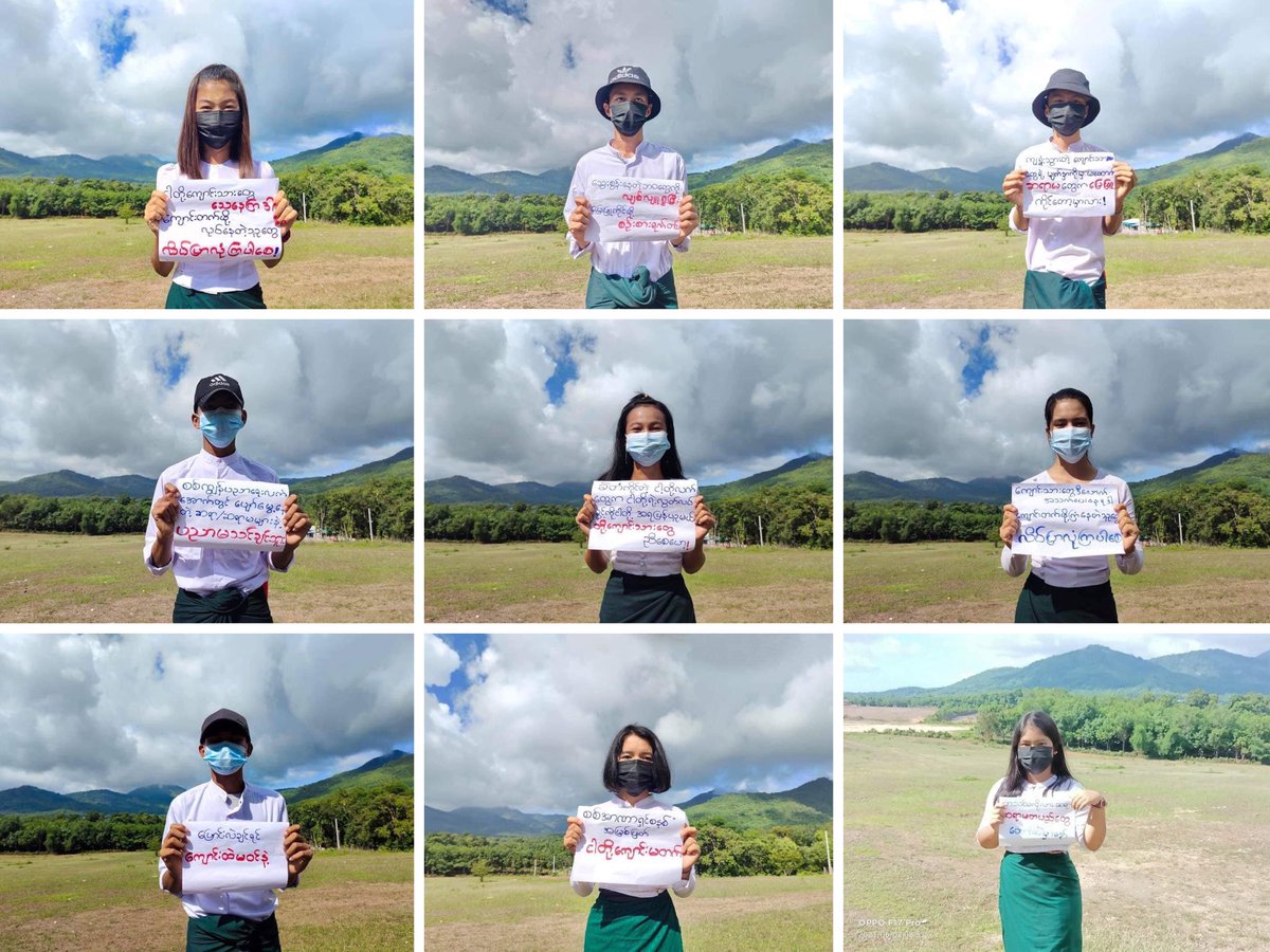 KaungKhantHto10's tweet photo. Students in Lower Yebyu village in Launglon Township staged a protest in against  of the dictatorship and its  slavery education on June2.

 #WhatsHappeningInMyanmar #June2Coup #MilkTeaAlliance https://t.co/FlzVRYtT1K