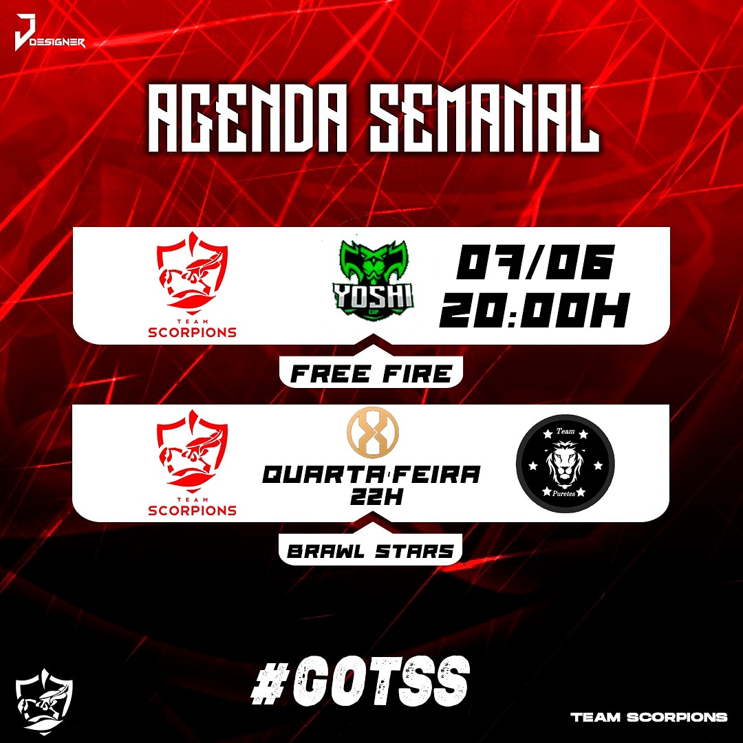 teamscorpionsgg's tweet photo. [AGENDA SEMANAL]

Esta é a agenda semanal escorpiões!
•
•
•
•
•
#GOTTS #TSS #freefire #brawlstars https://t.co/ti9EVfLEQ9