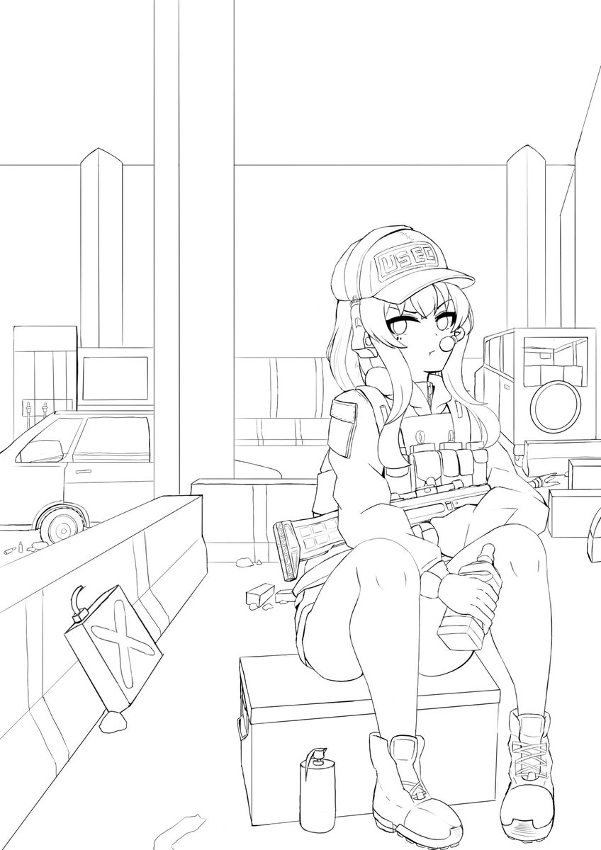 Lineart done! This bg was a pain 💦💦🥃🥃 