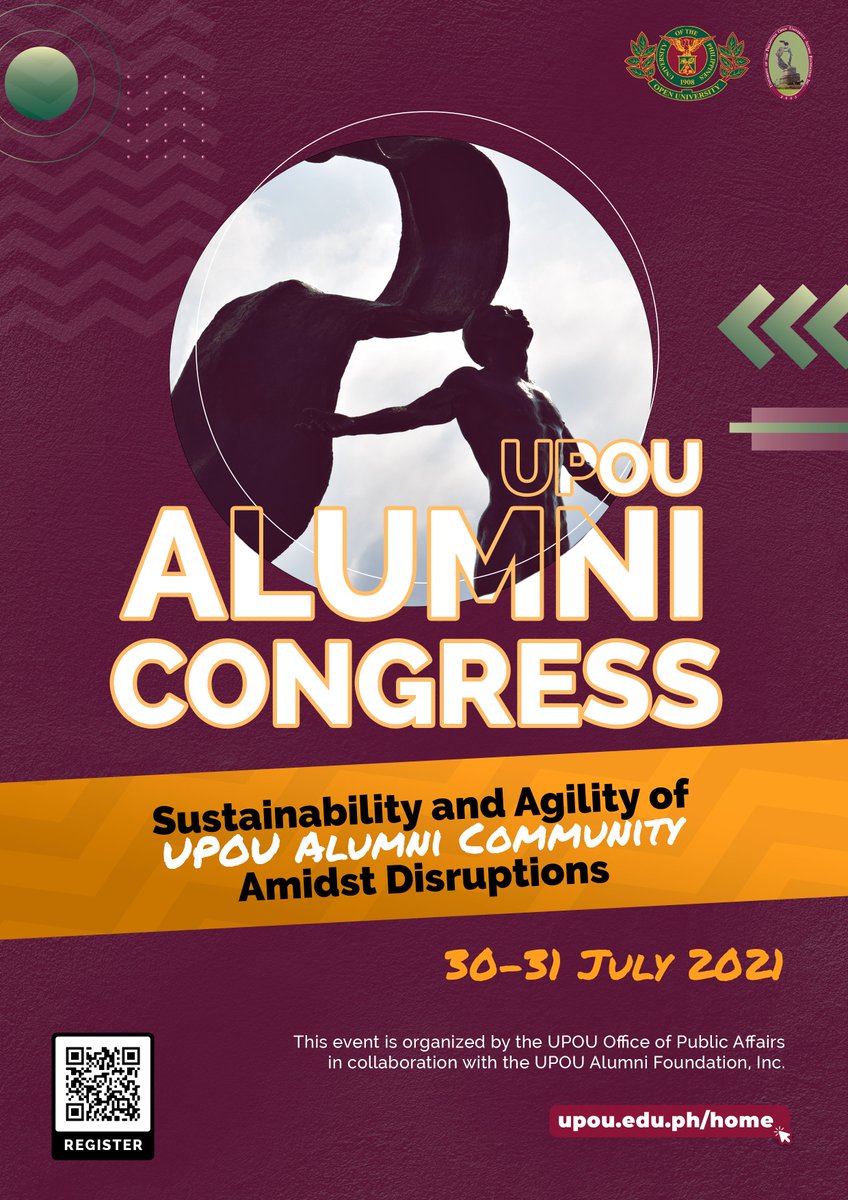 UPOUOfficial's tweet photo. @UPOpenU OPA, in collaboration with the UPOU UPOUAFI, brings you the first-ever UPOU Alumni Congress on 30-31 July 2021 via Zoom.
Register at https://t.co/MlD3ByWU0y to get updates and details about the event.
See you there!
#UPOUAlumni #UPOpenUniversity #UniversityOfTheFuture https://t.co/TC4HsP111W