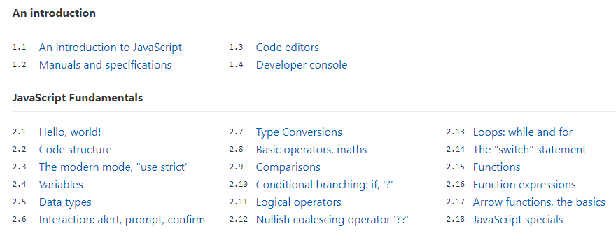 2. Move to  http://JavaScript.info  and complete the following parts:- An Introduction- JavaScript FundamentalsYou'll start to understand Basic JavaScript concepts and their details.