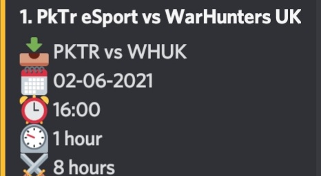 war_hunters's tweet image. 🔥Its semi final day!🔥
😎@GlobalClashCup Shingle Division
2nd year on the bounce as finalists last season. Let's go!!
#PKTREsports #GCCOP #WarHuntersOp