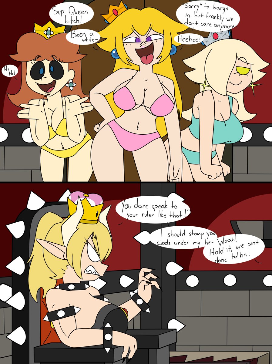 dezzy_draws's tweet photo. Patreon Comic Release! 
https://t.co/oPEoyomftP

Bowsette is furious that after sending out her newly possessed minions, they come back storming her castle, seemingly having betrayed her and following a new leader? I'm sure they'll pay for this! ...or with they~? https://t.co/NRwA3sPeDA