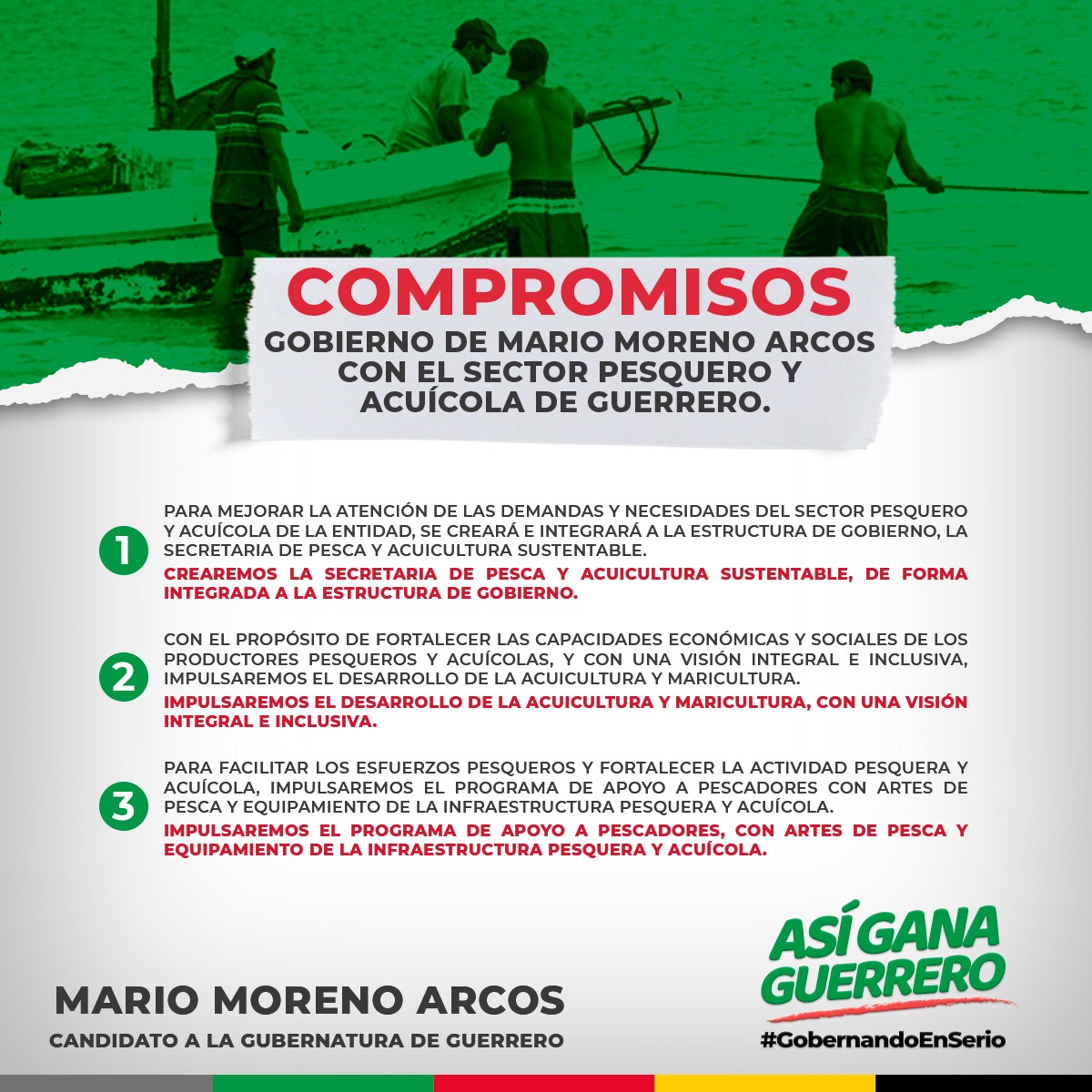 Mario_M_Arcos's tweet photo. El sector pesquero y acuícola le ha dado tanto a Guerrero y a sus familias, que en mi gobierno vamos a impulsarlo y a fortalecerlo como nunca con estos 10 compromisos.
#AsíGanaGuerrero
#MarioGobernador https://t.co/KbmqpjsSG8