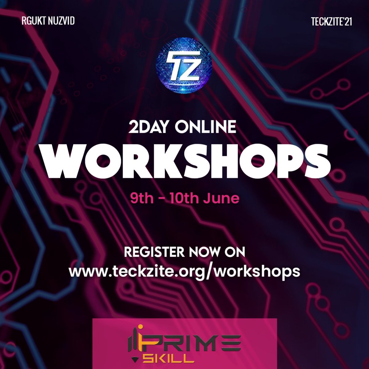 teckzite's tweet photo. Presenting you the 2day Online WORKSHOPS ππΌ
A new way of learning to try out new methods!
https://t.co/bmoldpwWsz
#techfest #teckzite #teckzite21 #workshops #learning #cse #ece #chemicalengineering #civilengineering #mme #mechanicalengineering #sdcac #rguktnuzvid #iiit #nuzvid https://t.co/OKZrW9fYTS