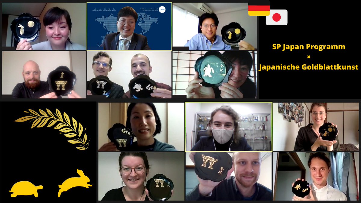 DAADTokyo's tweet photo. 【#SPJapan #ドイツから見た日本 🇩🇪🇯🇵】
Die Stipendiat*innen des Programms #SPJapan konnten in einem Online-Workshop unter Anleitung einer ehemaligen Stipendiatin die traditionelle japanische Goldblattkunst und Hintergründe der Herstellung von Gold- und Silberfäden hautnah erleben! https://t.co/7Bylk92mDY