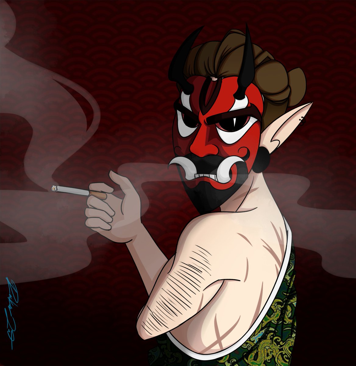 rocker2point0's tweet photo. Fire Demon
#digitalart #myartwork #originalcharacter #oni #onimask #japaneseoni #demon https://t.co/wxW04M0ldh
